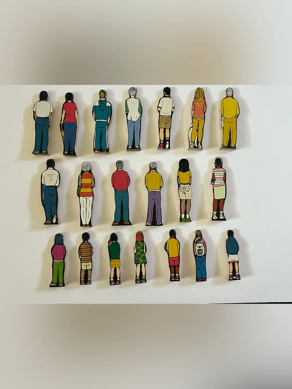 Vintage Wooden People Puzzle Figure Lot of 20 Educational Toy